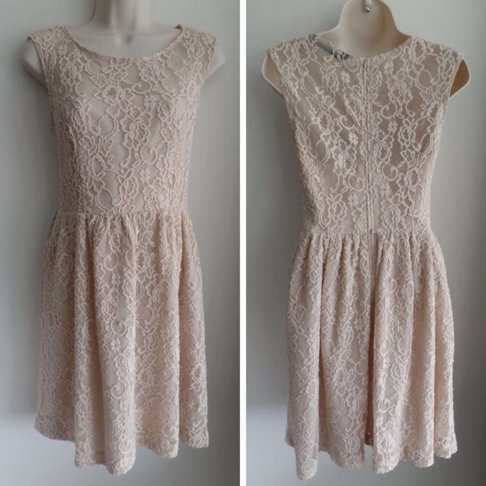 ZARA WOMAN Nude Lace Sleeveless Dress, sz S - Picture 6 of 10